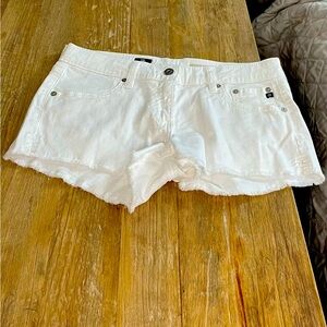 AG Vintage Low Rise White Jean Shorts